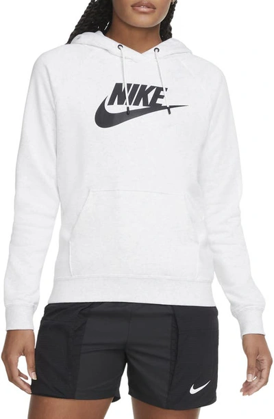 Shop Nike Sportswear Essential Pullover Hoodie In Birch Heather/ White/ Black