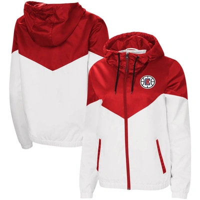 Shop G-iii 4her By Carl Banks Red/white La Clippers Shortstop Dewspo Water-repellent Full-zip Jacket