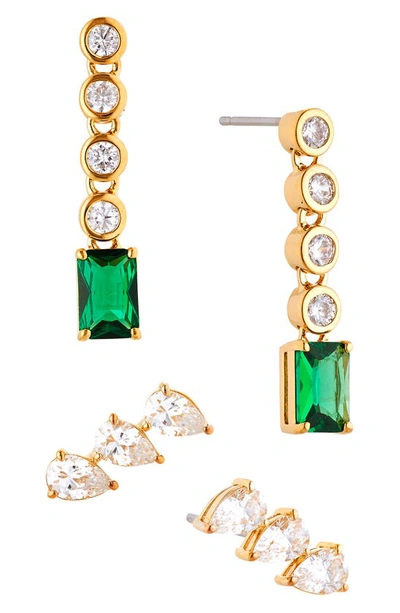 Shop Nadri Social Lights Set Of Two Linear Drop Earrings In Gold