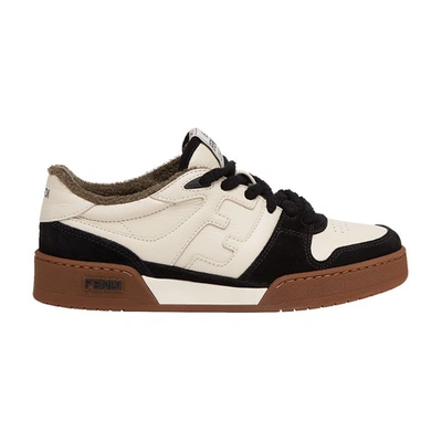 Shop Fendi Match - White Suede Low Top Sneakers In Noir