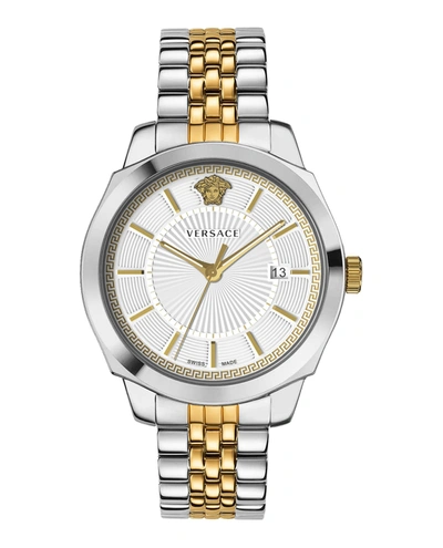 Shop Versace Icon Classic Steel Watch In Silver