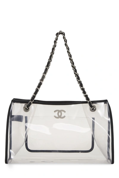 Pre-owned Clear Vinyl & Black Leather Tote