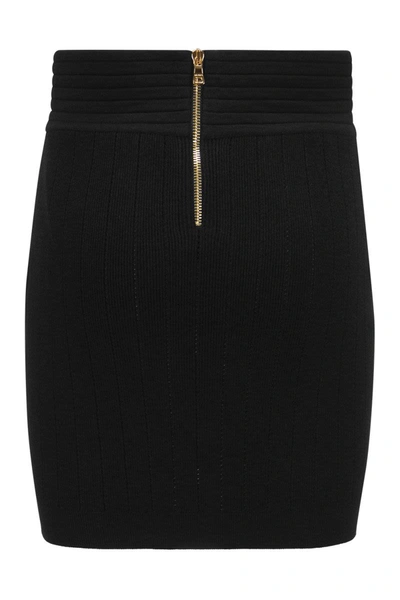 Shop Balmain Black Knitted Skirt