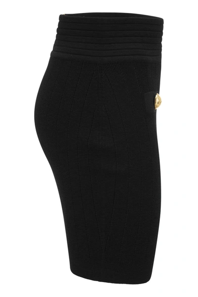 Shop Balmain Black Knitted Skirt