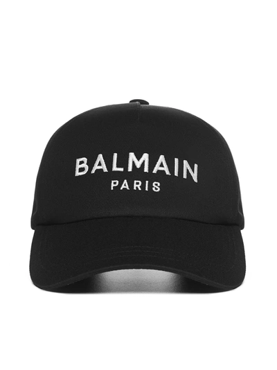 Shop Balmain Logo Embroidered Baseball Cap In Black