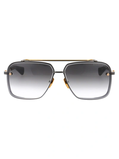 Shop Dita Mach-six Sunglasses In Black Rhodium-yellow Gold W/ Dark Grey To Clear Gr