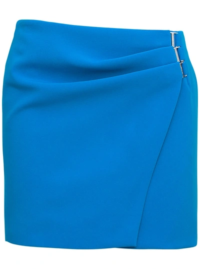 Shop Attico Turquoise Draped Miniskirt In Light Blue