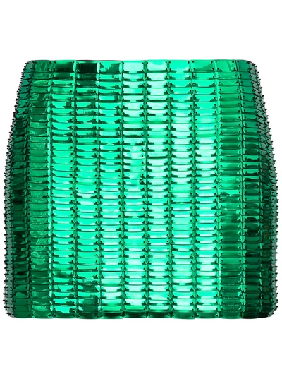 Shop Attico Emerald Mini Skirt With Sequins In Green