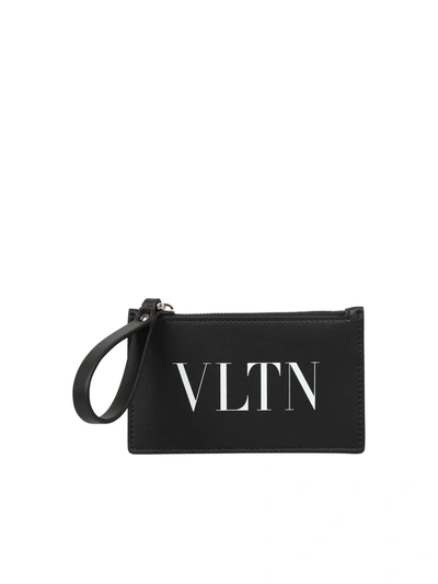 Shop Valentino Leather Cardholder In Black