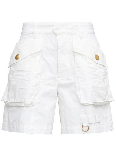 Shop Dsquared2 White Cotton Cargo Bermuda Shorts With Pockets