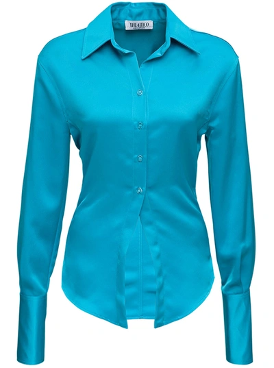 Shop Attico Lily Capri Blue Shirt