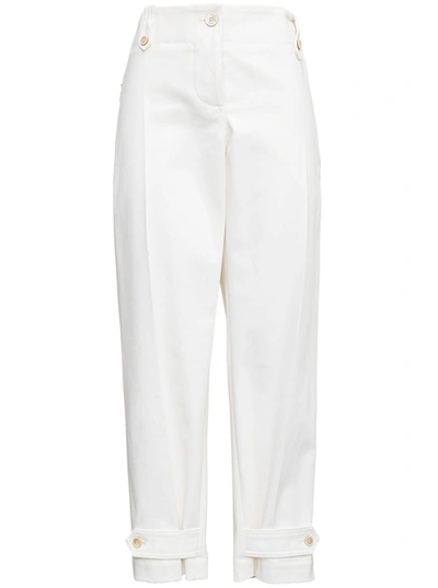 Shop Alexander Mcqueen White Military Cotton Trousers