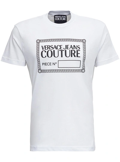 Shop Versace Jeans Couture White Cotton T-shirt With Logo Print