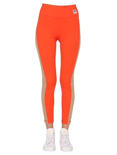 Shop Hugo Boss Leggings With Boss X Russell Athletic Logo Patch In Rosso