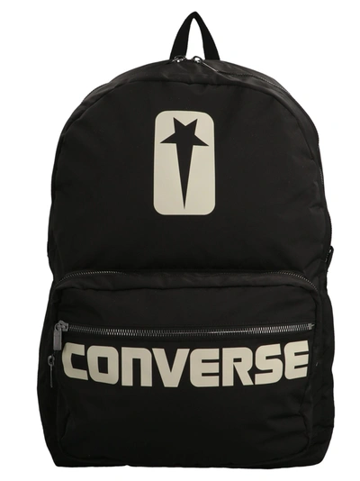 Shop Rick Owens Drkshdw X Converse Logo Printed Zipped Backpack In Black