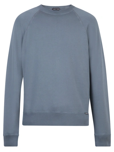 Shop Tom Ford Crewneck Vintage Effect Sweatshirt In Blue