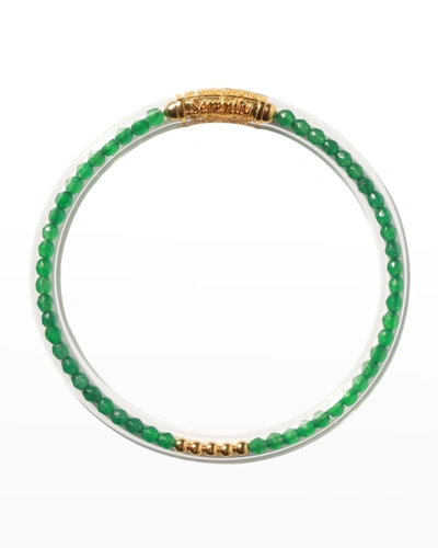 Shop Budhagirl Serenity Prayer Luxe All Weather Bangle In Green Onyx