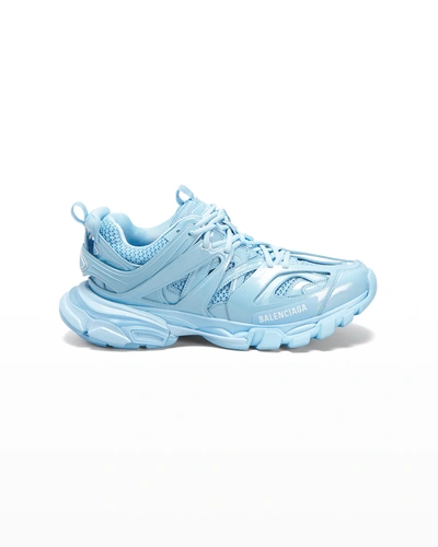 Shop Balenciaga Track Fashion Trainer Sneakers In Lt Blue Metallic