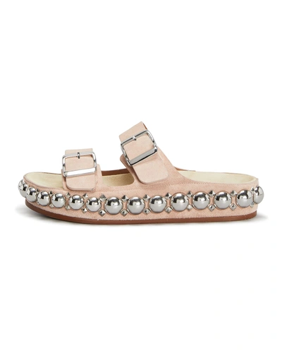 Shop Alaïa Double Strap Leather Sandals With Bombe Studs In 117 Chair