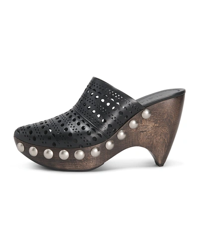 Shop Alaïa Le Sabot Perforated Leather Mule Clogs In 999 Noir