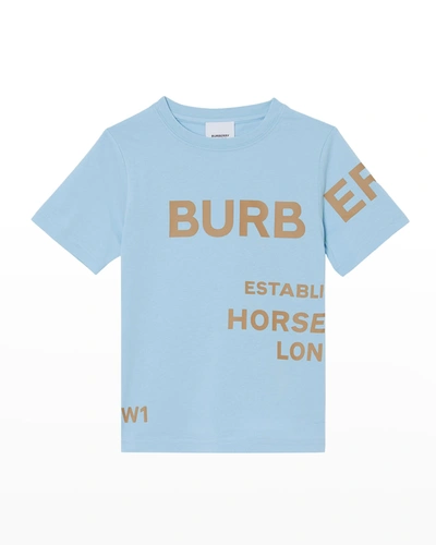 Shop Burberry Kid's Jessy Logo Address T-shirt In Powdered Blue