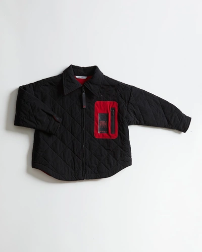 Shop Dolce & Gabbana Boy's Contrast Logo Shirt Jacket In Black