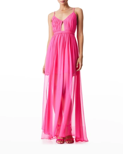 Shop Alice And Olivia Tamar Cutout Slit Maxi Dress In Wild Pink