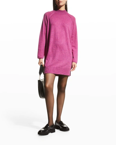 Shop Atm Anthony Thomas Melillo Cashmere Donegal Mock-neck Sweater Dress In Amethyst Donegal