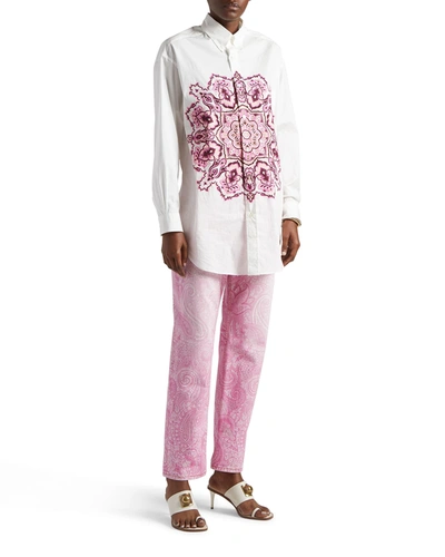 Shop Etro Paisley-print Straight-leg Jeans In Pink