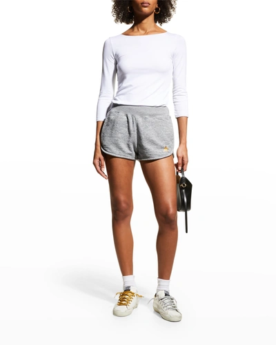 Shop Golden Goose Cotton Jersey Sweatshorts W/ Star In Medium Grey Melan