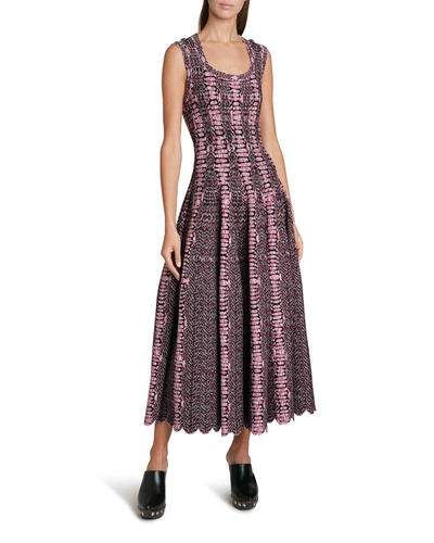 Shop Alaïa Python Motif Knit Midi Dress In Noirrose