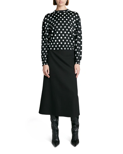 Shop Balenciaga Pushup Wool Barathea Midi Skirt In Noir