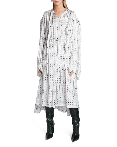 Shop Balenciaga Collection Jpeg-print Oversized Satin Midi Dress In Bianco