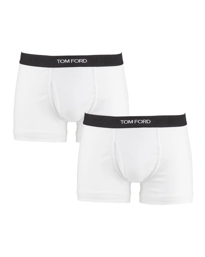 Shop Tom Ford Men's 2-pack Solid Jersey Boxer Briefs In 100 White