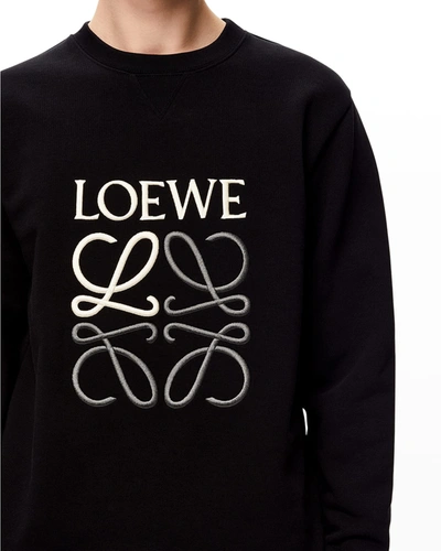 Shop Loewe Men's Embroidered Anagram Sweatshirt In Electric B