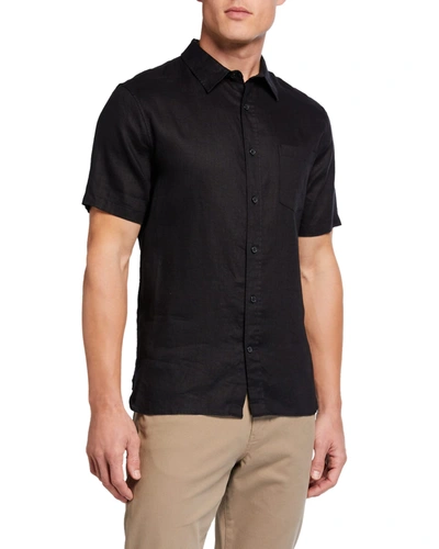Shop Vince Men's Linen Short-sleeve Sport Shirt In Coastal