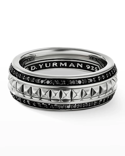 Shop David Yurman Men's 6mm Pyramid & Diamond Pave Band Ring In Black Diamond