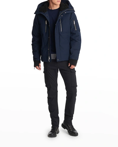 Shop Karl Lagerfeld Men's Down Sherpa-lined Jacket In Navy