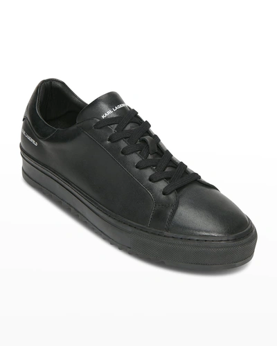 Karl Lagerfeld Men's Classic Leather Low-top Sneakers In Black