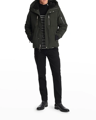 Shop Karl Lagerfeld Men's Down Sherpa-lined Jacket In Olive