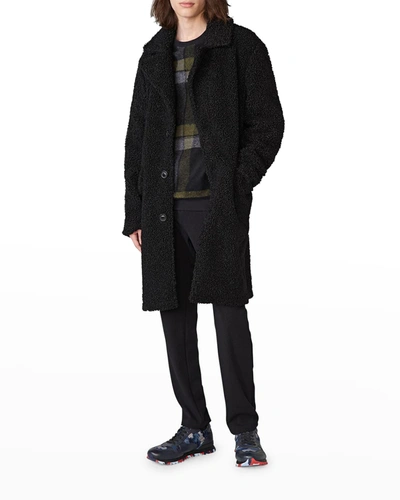 Shop Karl Lagerfeld Men's Faux-shearling Topcoat In Black