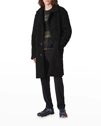 Karl Lagerfeld Wool Blend Double Breasted Topcoat In Black