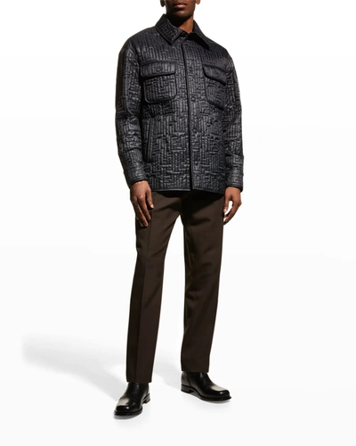 Shop Fendi Men's F-quilt Rain Jacket In Nero