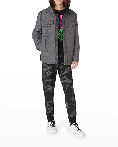Shop Karl Lagerfeld Men's Sherpa-lined Logo Shirt Jacket In Grey