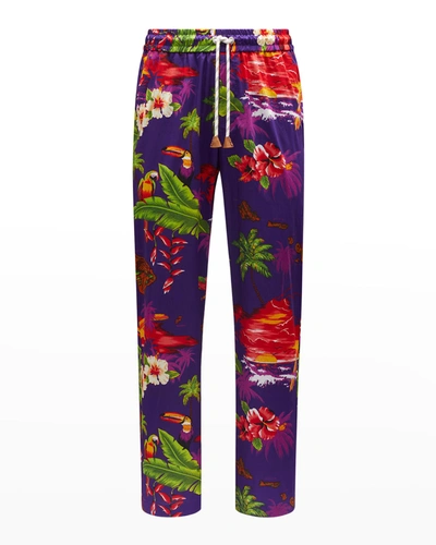 Shop Moncler Genius Men's 8 Moncler Palm Angels Tropical Printed Pants In Purple