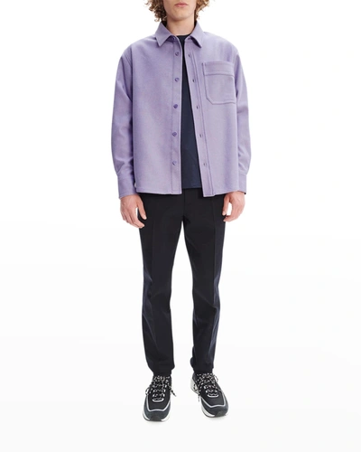 Shop Apc Men's Wool-blend Overshirt In Mauve Chine