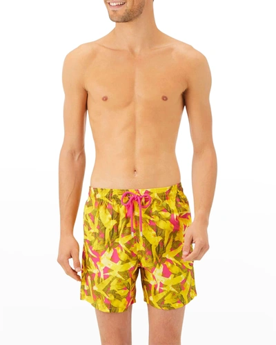 Shop Vilebrequin Men's 50 Birds Swim Shorts In Pink