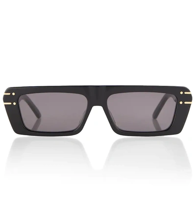 Dior Signature Rectangular Acetate Sunglasses In Black/smoke