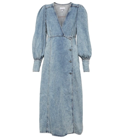 Shop Ganni Denim Midi Dress In Tint Wash