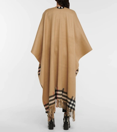 Shop Burberry Vintage Check Reversible Cashmere And Wool Cape In Archive Beige